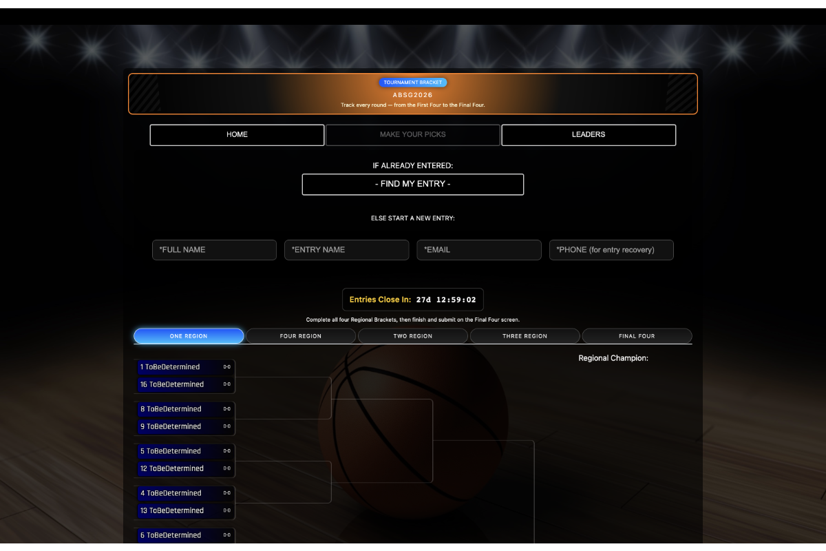 Family bracket contest on mobile